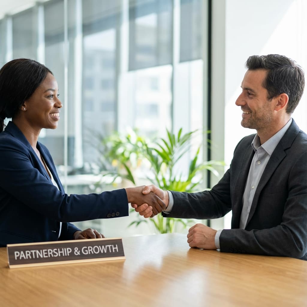 HR Consultant shaking hands with a client